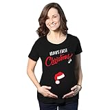 Crazy Dog T-Shirts Bumps First Christmas Maternity Shirt Funny Holiday Party Tee for Pregnant Women