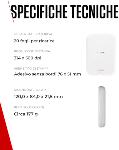 Zoemini 2 Kit per Stampa Fotografie: Scatta e Crea Ovunque - Stampante Fotografica Portatile Compatta - Bluetooth 5.0 - Ricarica Rapida via USB-C, Bianco Perla