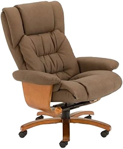 Oslo Collection Vinci Bonded Leather Swivel Reclining Office Chair with Wood Accents, Chocolate Nubuck