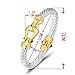 UNY Fashion Designer Brand Inspired Jewelry Horse Shoe Cable Wire Vintage Bangle Bracelet Beautiful Gifts (Two Tone)