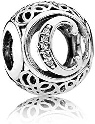 Angelbeads Vintage C Clear CZ Charm Fits Pandora Bracelet 925 Sterling Silver Charm