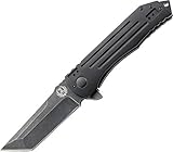 CRKT Ruger 2-Stage EDC Folding Pocket Knife: Heavy Duty Everyday Carry, Black Tanto Blade, Flipper Open, Frame Lock, Steel & Aluminum Handle, 4-Position Pocket Clip R2101K