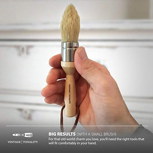 Vintage Tonality 2 Stencil Chalk Paint Brush Set Small Natural Bristles for Stenciling Wax Milk Paints Furniture & Craft Projects - Thumbnail 4
