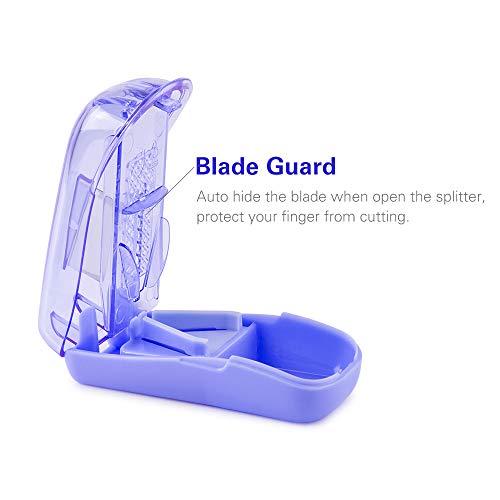 BUG HULL Pill Cutter for Small Pills with Blade Guard, Tablet Splitter with Finger Protect Guard, Stainless Blade Medicine Slicer Cutting Drugs Cleanly - Thumbnail 2