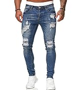 Puimentiua Jeans da Uomo Strappati Elasticizzati Pantaloni Slim Fit Denim  Moda Casual Skinny Leggeri : Puimentiua: Amazon.it: Abbigliamento
