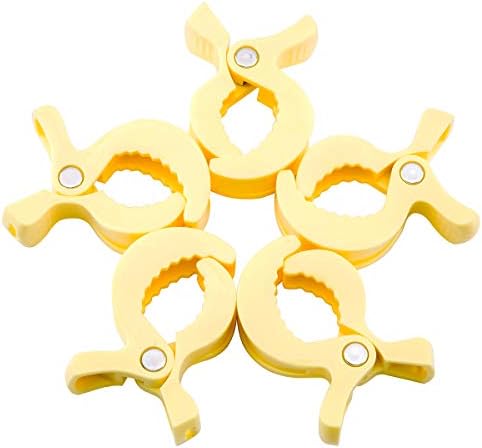 Mamimami Home ブランケットクリップ 安全素材 5個 イエロー ベビーカー ペグ 大きいタイプ プラスチック クリップ 蚊帳 ひざ掛けクリップ シューズクリッパー おしゃぶりホルダー 落下防止 紛失防止