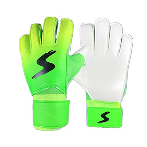 Gift, Ikevan A Pair Goalkeeper gloves Roll Finger Soccer Goalie Gloves for Soccer Player (Green, 10 Number) - Thumbnail 4