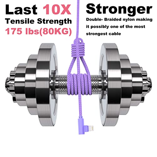 iPhone Charger 10FT 90 Degree Lightning Cable MFi Certified 3 Pack Long Lightning Cable Nylon Braided Right Angle iPhone Cord Compatible with for iPhone13/12/11/X/8/7/6/6/5/SE/iPad/iPod(10Feet)