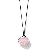 Raw Crystal Necklace for Women Adjustable Handmade Black Leather Irregular Natural Stone Necklaces Spiritual Gemstone Pendant Necklaces Healing Stone Necklace for Men