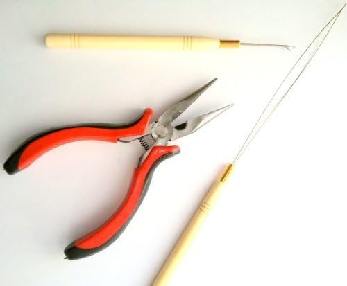3 Pc Kit for Micro Ring Link Hair and Feather Extensions: Pliers, Micro Pulling Needle, and Loop Threader plus BONUS