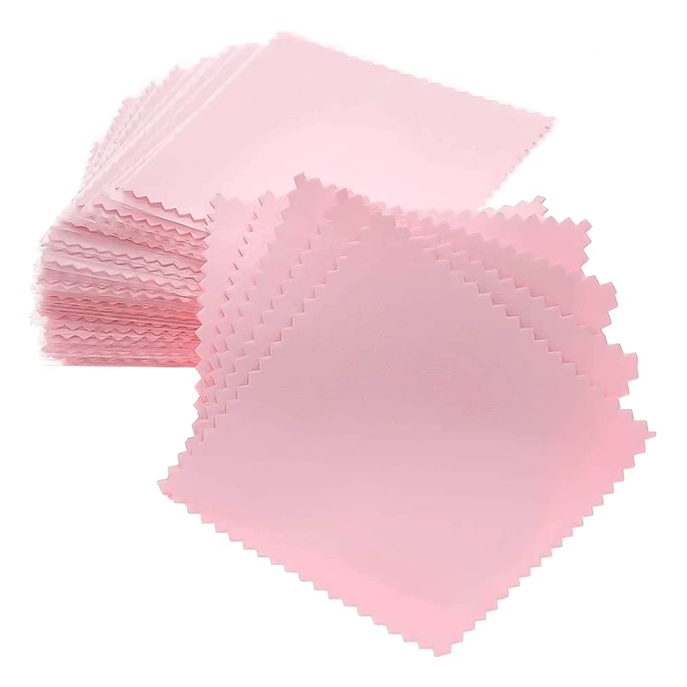 Silver Polishing Cloth, 30 Pcs Silver Cleaning Cloths Jewelry Polishing Cloth Jewelry Cleaning Cleaner for Clean and Polish Gold Silver Platinum Diamond and Pearl, Pink 8x8cm
