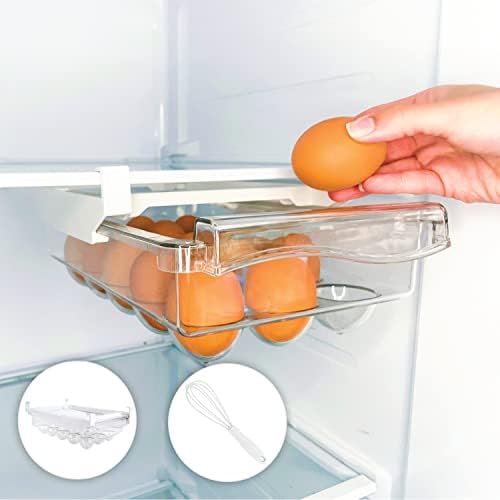 Egg Drawer Holder for Refrigerator Adjustable Egg Rack Dispenser With