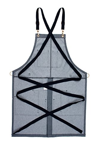 Under NY Sky Cargo Apron - Comfort Stretch - Gray Denim - Black Leather