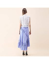 Falda chicwish de fiesta de graduación con volantes y volantes asimétricos con dobladillo azul a rayas para dama