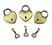 Hyamass 3pcs Vintage Antique Style Mini Heart Archaize Padlocks Key Lock with Keys