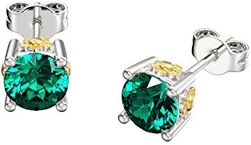 White Gold and Gold Plated Flower Stud Earrings