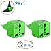 European Plug Adapters by Yubi Power 2 in 1 Universal Travel Adapter with 2 Outlets and Built in Surge Protector - Green 2 Pack Type C International Power Adapter for Europe, France, Germany, Spain
