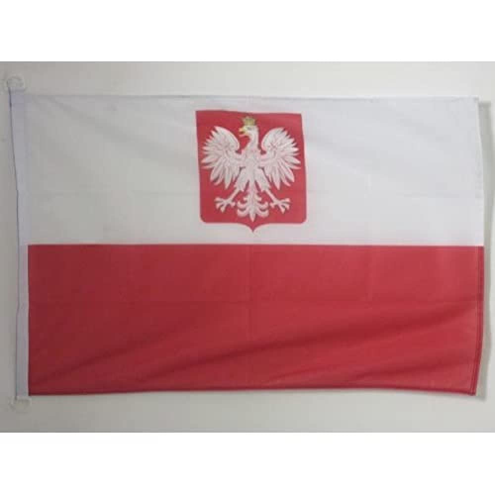 AZ FLAG - Poland with eagle Flag - 2x3 Ft - For Outdoor - Polish coat of arms Banner Knitted Polyester with Two Plastic Rings - Fade Resistant - Vivid Colors - 2' x 3' Feet - 90x60 Cm