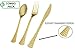 Gold Plastic Silverware Set | Assorted Solid Plastic Cutlery Disposable Flatware | Perfect for Weddings, Dining and Parties | Includes 80 Forks, 40 Spoons & 40 Knives | 160 Count