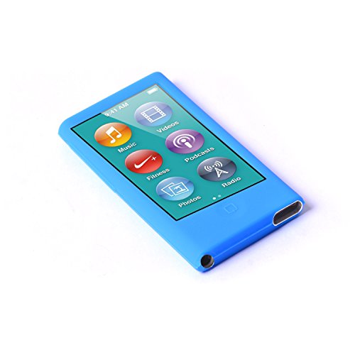 ColorYourLife iPod Nano Silicone Cases Skins Covers for New iPod Nano 8th Generation 7th Generation with 1 Screen Protector and Cleaning Wipe (Light Blue)