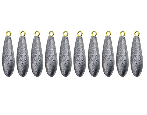 WGCD 10pcs Bullet Raindrop Shape Lead Fishing Sinkers Weights (30g)