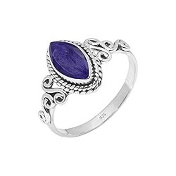 Rubicrafts Blue Sapphire Stone Ring 925 Sterling