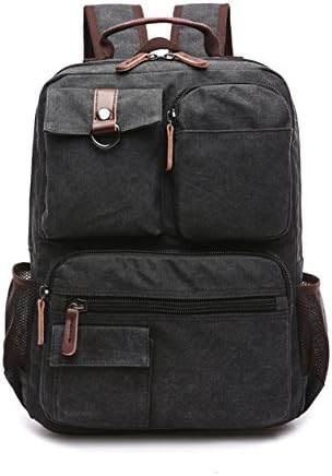 Chansea Vintage Canvas Backpack Unisex Casual Rucksack Computers Laptop Backpacks School Bag 4 Colors for Choice (Black)