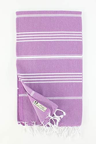 Turkish Towel Fouta Peshtemal Striped Beach Bath Spa Yoga Hammam Gym Pool Towel Wrap Pareo Sarong Authentic 100% Turkish Cotton (Purple)