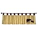 Northwoods Window Valance - Woodgrain Body, Buffalo Check Tabs, Tab Top, Bear Appliques, Tan, Red and Brown, 56 in x 15 in