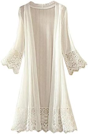 SMALLE Fashion Casual Perspective US Long Section Women Long Sleeve Lace Top Blouse T-Shirt Smock