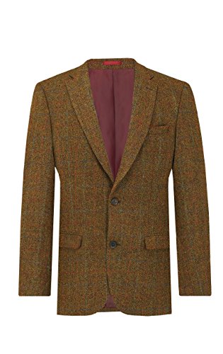 Harris Tweed Mens Rust Windowpane Check Tweed Jacket Regular Fit 100% Wool Notch Lapel-42S - Thumbnail 4