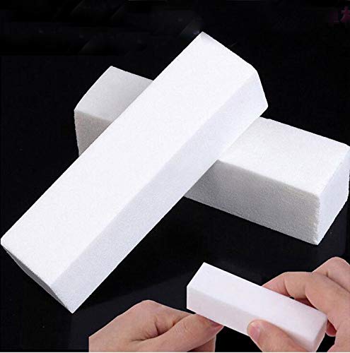 10PCS White Sponge Nail Buffer 4-Ways Nail Sanding Block Grit Tool Professional Salon Fingernail Manicure Pedicure Kit Pretty Manicure for Natural Gel Acrylic Fake Nails