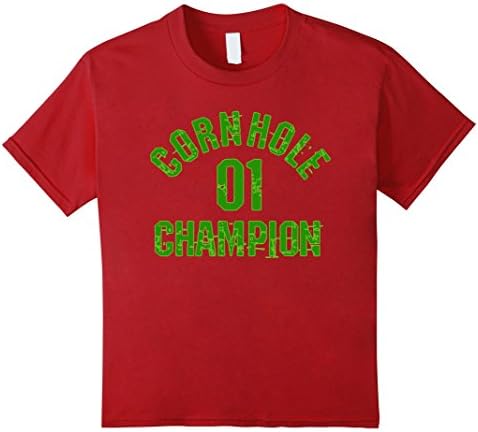 Kids Cornhole Champion T-Shirt | Distressed Style Tee 10 Cranberry