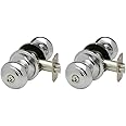Copper Creek CK2040PS Colonial Door Knob, Keyed Entry Function, 2 Pack, Polished Stainless