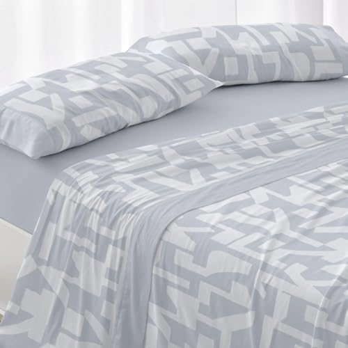 Burrito Blanco | Bedding Set | Bed 135 cm (+Available Measurements) | Design 141 | Steel Blue Color (135 x 190/200 cm.)