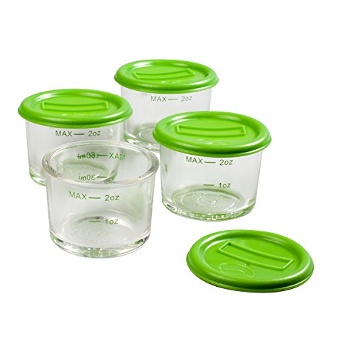 Glass Baby Food Jars 4pk 2oz Microwavable Freezer & Dishwasher Safe
