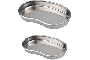 TOVINANNA 2Pcs Stainless Steel Kidney-Shaped Storage Plates Grade Polished Trays with Raised Lip for