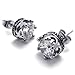 KONOV Vintage Stainless Steel CZ Men's Royal Crown Stud Earrings Set, 2pcs, Color Silver