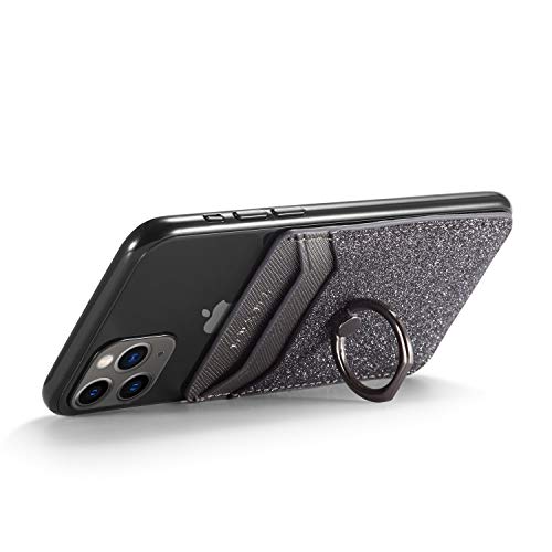 Card Holder for Back of Phone,RFID Blocking Ring Pocket Wallet Stick on Cell Phone Credit for iPhone/Most Smartphones(Black)