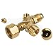 SHINESTAR Propane Brass Tee with 4 Port Adapter for RV and Motorhome, Propane Gas 4 Port Tee with Solid Brass