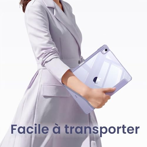 FINTIE Case for iPad Air 11 Inch M4/M3/M2 (2026/2025/2024) and iPad Air 5/4 10.9 Inches (2022/2020) – [Stylus Holder] Clear Transparent Shockproof Case, Lilac