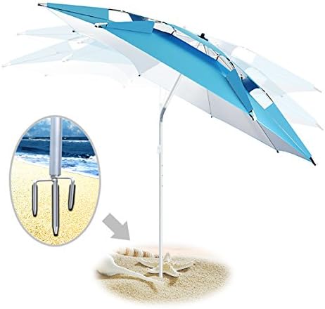 Portable Sun Shade Umbrella, DoerDo 2M With 360 Degree Inclined All Direction For All-Weather, With Floor Insert Tool, Heat Insulation, Antiultraviolet - Free Airflow Version