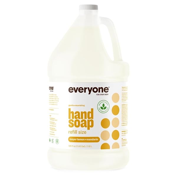EVERYONE LIQUID HAND SOAP REFILL, 1 GALLON, MEYER LEMON AND MANDARIN, PLANT-BASED CLEANSER WITH PURE ESSENTIAL OILS