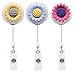 Qinsuee Retractable Badge Holder with Alligator Clip, 24 inch Retractable Cord, ID Badge Reel with Sunflower, 3 Pack