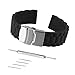 Bewish Soft Silicone Rubber Strap Watchband Replacement Stainless Steel Fold Over Clasp Sport Divers (20mm)