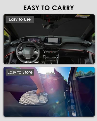 Front Sun Visor Compatible with Peugeo-t 2008 e-2008 2020-2023 2024 2025 2026 Sun Visor for 2008 with UV Protection, Cooling