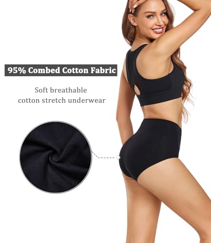wirarpa Women's Waist-High Briefs, Microfibre Panties, Briefs, Underwear with High Waist, Ultra Soft