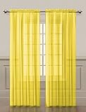 GoodGram 2 Pack: Ultra Luxurious High Thread Rod Pocket Sheer Voile Window Curtains Assorted Colors (Yellow)