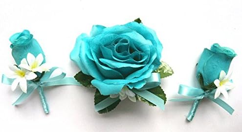 Amazon Com Wedding Bouquets Bridal Silk Flowers Turquoise Aqua Blue Teal Lily 17 Piece Package Wedding Bouquet Centerpiece Flower Arrangements Rosesanddreams Home Kitchen