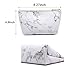 Whaline 2 Pieces Marble Cosmetic Makeup Bag Brush Holder Travel Storage Case Portable Toiletry Pouch Coin Purse with Gold Zipper for Women and Girl
